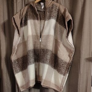 Plaid Hooded Vest with Zipper